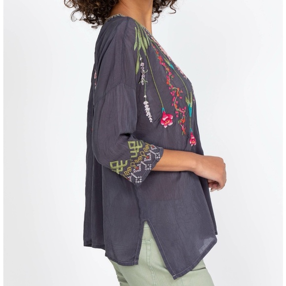 NWT Johnny Was Gia Blouse Top Grey Extra Small XS - Picture 2 of 11